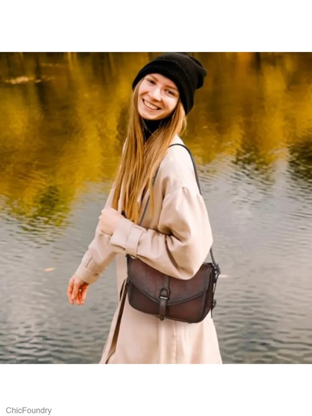 Genuine Leather Crossbody Bag Medium Satchel Purse Adjustable Strap Travel